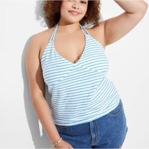 Blue and White Striped Halter Top
